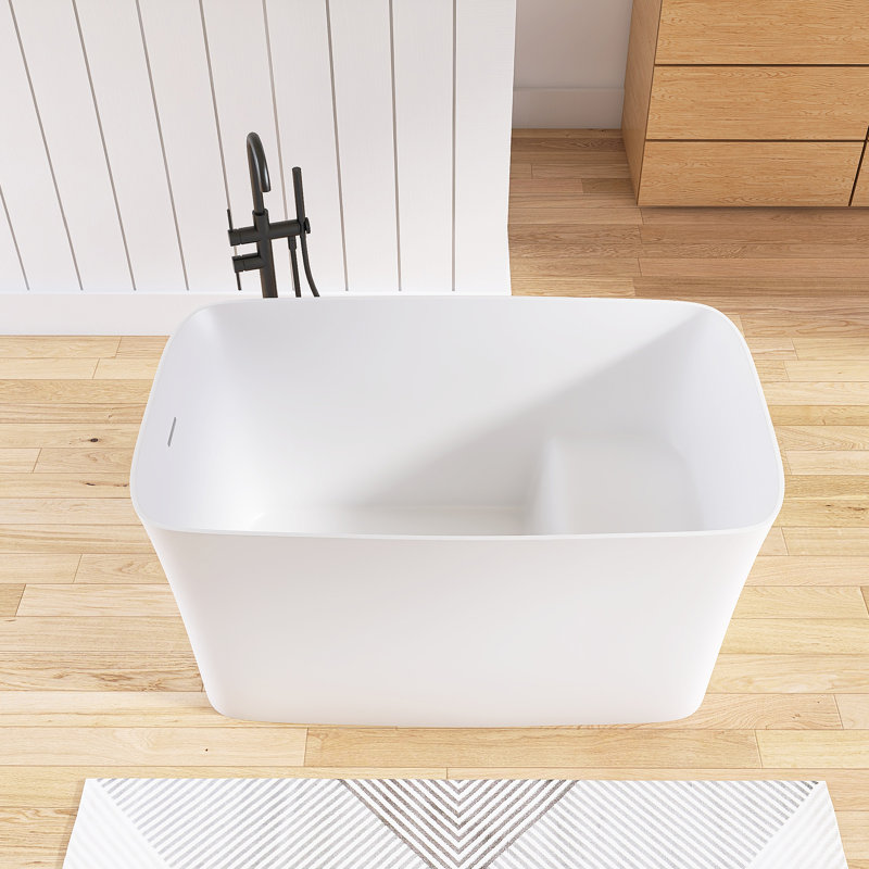Forma 47'' Japanese Freestanding Tub  With Seat Solid Surface Rectangular Soaking Bathtub