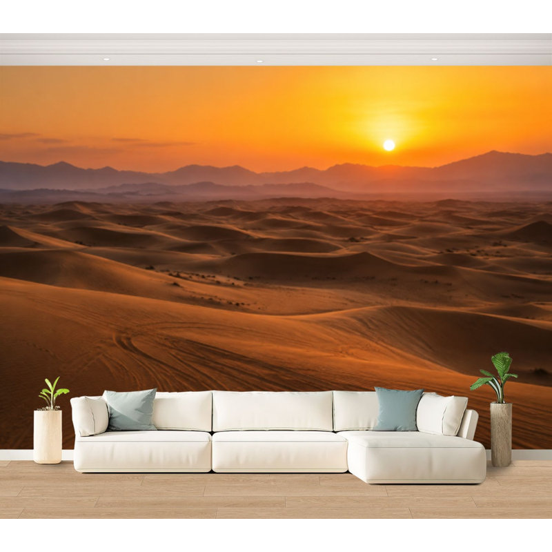 Papier peint adhésif auto-adhésif amovible coucher de soleil coucher de soleil désert pour chambre à coucher H 100 po x l 144 po