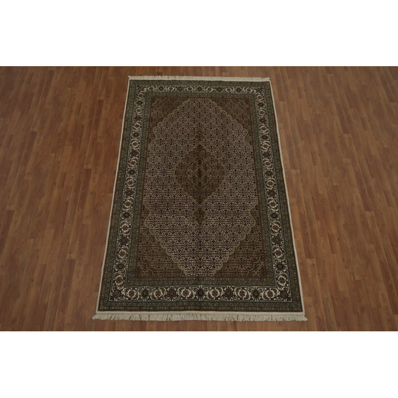 Tapis brun riche et vert pour décoration de salon 6 x 9