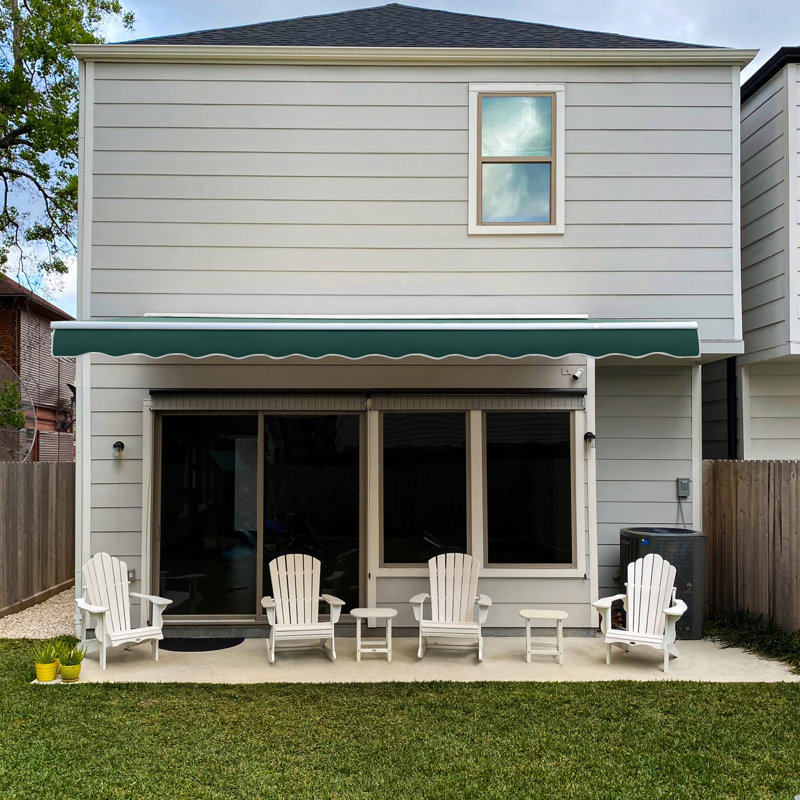 Awntech Destin Patio Retractable Awning with Protective Hood, 24' W x 10' D, Forest, Manual