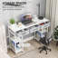 Bureau d'écriture, petit bureau d'ordinateur avec tiroirs en tissu, bureau à domicile avec tablettes-2020875595