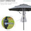 Parasol de patio gris foncé de 9 pi 3 po avec inclinaison à manivelle et bouton poussoir