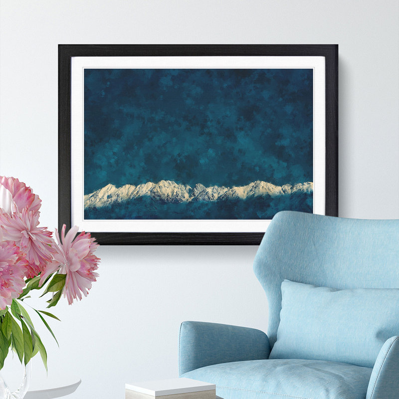 Light on the Mountain Top - Picture Frame Photograph Print, 24cm H x 33cm W x 2cm D, Black Framed