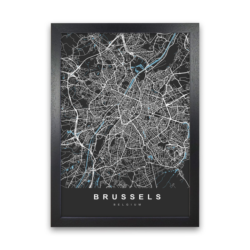Brussel - Print, 46cm H x 34cm W x 3cm D, Black Paper