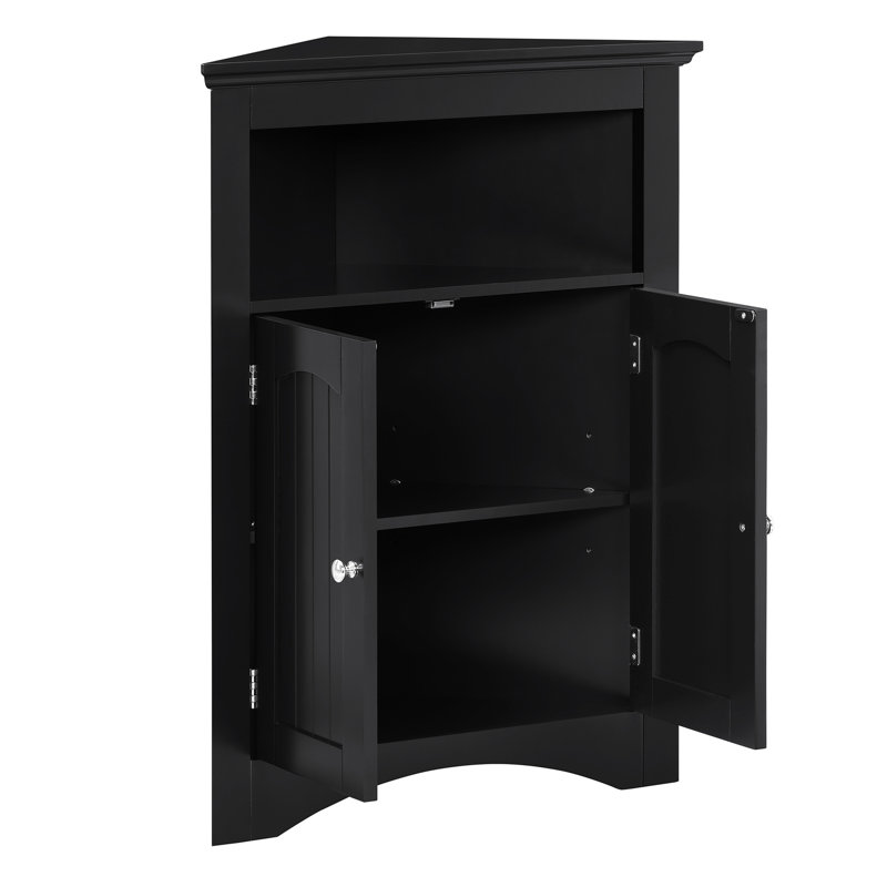 Black Sideboard Cabinet With Adjustable Shelves For Bathroom, Kitchen And Living Room - , , Easy To Clean Multifunctional Storage Corner Waterproof Surface, Assembly