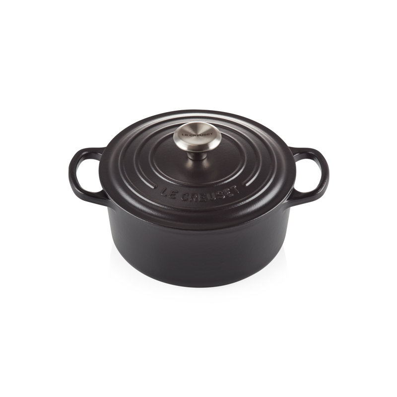Le Creuset Cast Iron Round Casserole, 22cm / 3.3L, Satin Black