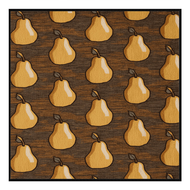 Washable Poached pears Desserts Area Rug, Square 8'