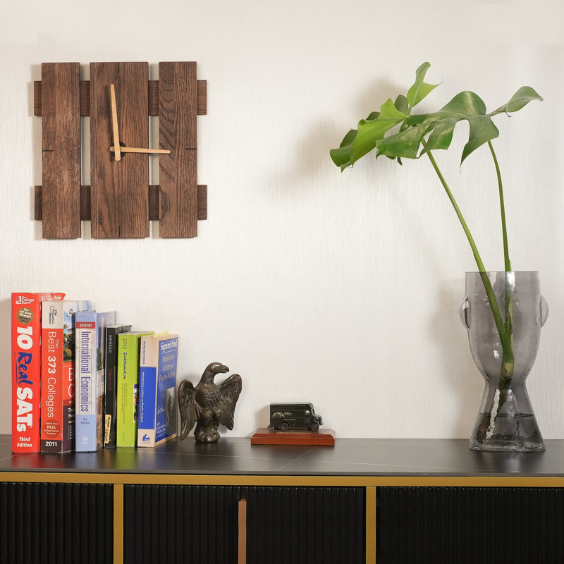 Walnut Square Rustic Oak Solid Wood Wall Clock