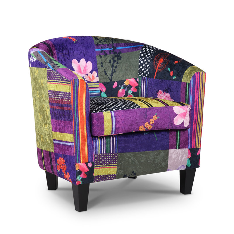 Angelice Multicoloured Patchwork Accent Tub Chair, Purple