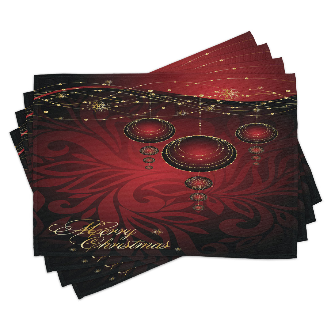 Platzdeckchen 4er Set, Yuletide Celebration, Gelb-Rubin-Burgund