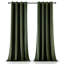 Olive Green Velvet Room Darkening Thermal Curtains - 132x213 cm, 2 Panel Set