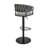 Keymaya Swivel Adjustable Height Bar Stool in Black Metal with Gray Fabric and Faux Leather