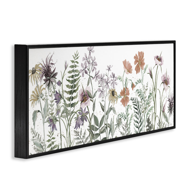 «Lush Summer Botanicals», estampe numérique, conception de Cindy Jacobs, H 10 po x l 24 po, Giclée encadrée noir minuit