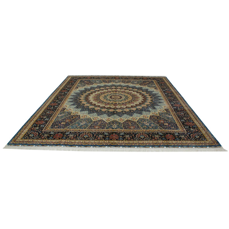 Tapis bleu et bleu marine 9 x 12