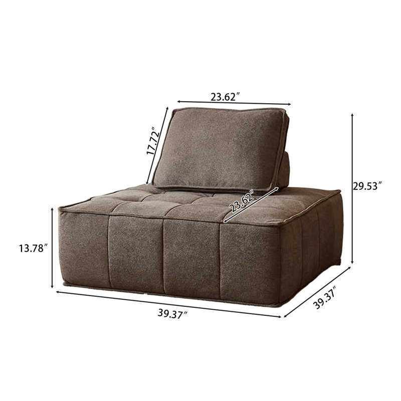 Canapé compressible en velours côtelé brun foncé 39,37 po
