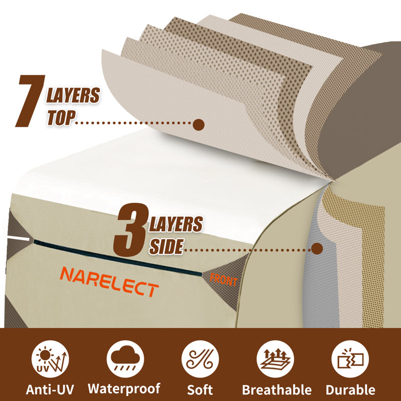 Narelect Travel Trailer RV Cover, Extra-Thick Upgraded 7 Layers Top Windproof Camper Cover, 104" H x 102" W x 196" D