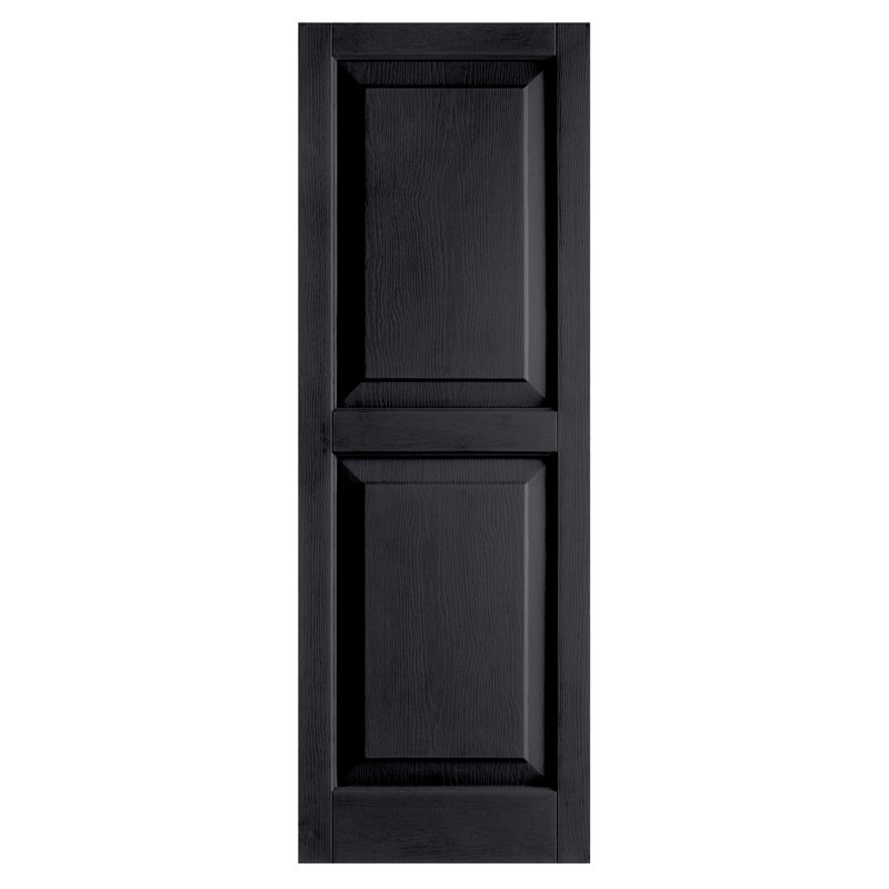 Paire de volets avec panneaux en vinyle surélevés standard, Noir, 67 po x l 15 po x P 1 po