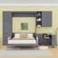 Grand lit escamotable avec canapé, tablettes de rangement et configuration de bureau-1839640727