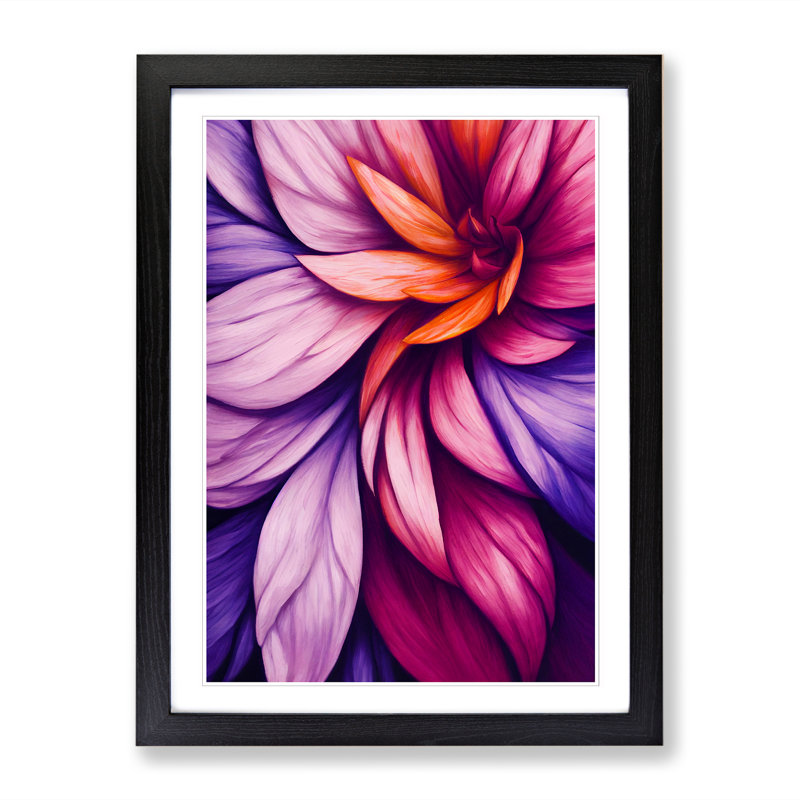 Floral Acrylic Painting Vol.2 - Single Picture Frame Print, Black, 34cm H x 25cm W x 2cm D