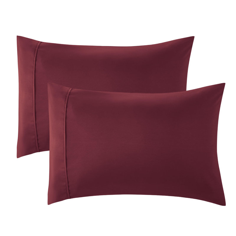 Bedsure Decorative Boho Pillow Shams With Envelope Closure, Burgundy, Standard Pillow Case