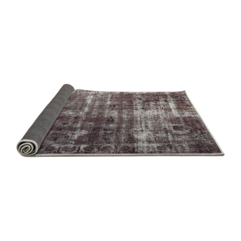 Tapis contemporain gris, Rond 7 pi