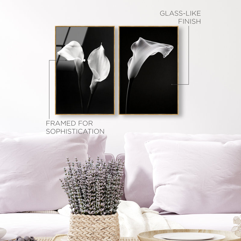 Calla Lily Set High-Gloss Frameless Acrylic Glass Wall Art Floral & Botanical Print by Oliver Gal, Ready to Hang, 10 x 15