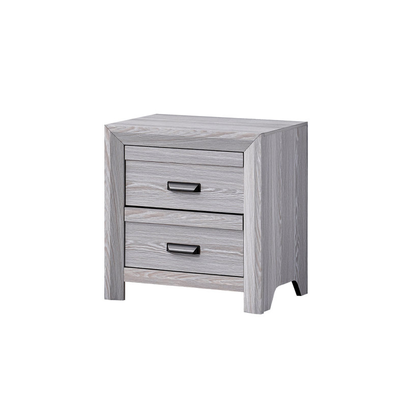 2 Nightstand, Gray Rustic, Wooden Bedroom Furnishing With Durability Nightstand For Bedroom, Rustic Finish, Storage
