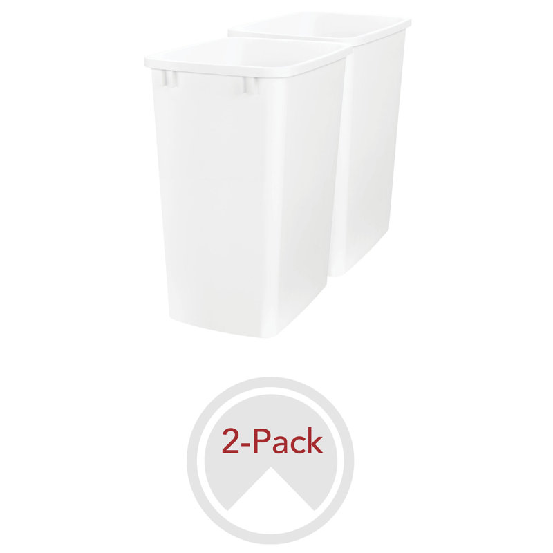 White Plastic 35 Quart Pull-Out Trash Bin Set