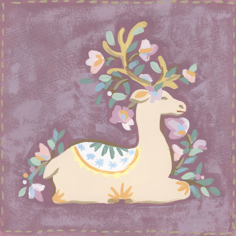 Tameika Folkloric Reindeer I 1 Piece Wrapped Canvas Wall Art, 91 cm H x 91 cm W