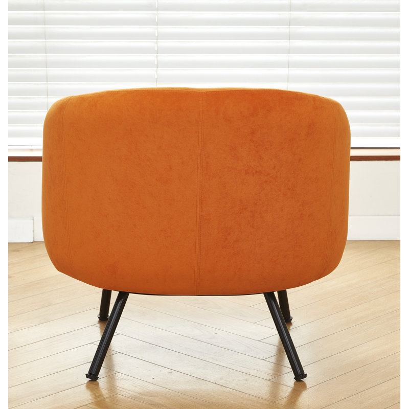 28.7'' wide velvet barrel channel armchair, Red Orange Velvet