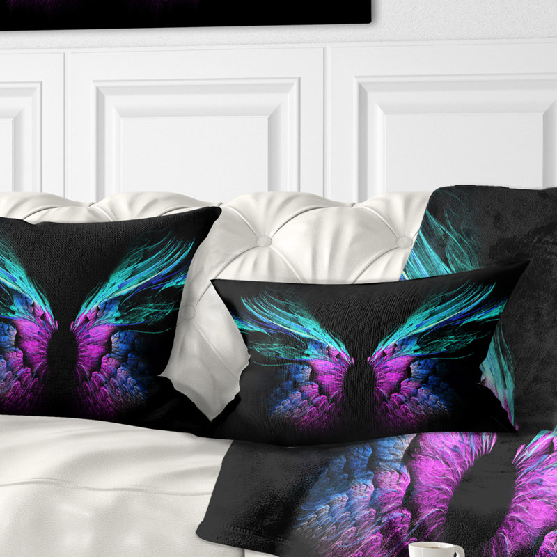 Coussin lombaire à ailes papillon floral