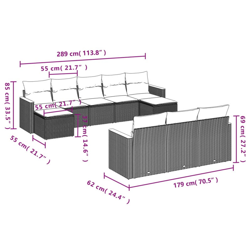 Ensemble de canapé de jardin Vidaxl beige, blanc crème