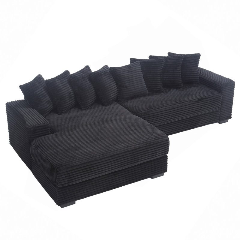 Oversized Two-Piece  Couches,  L Shaped Sofa, Corduroy,With Armrests,Eight Throw Pillows,Corner Sofa,Easy To Assemble
