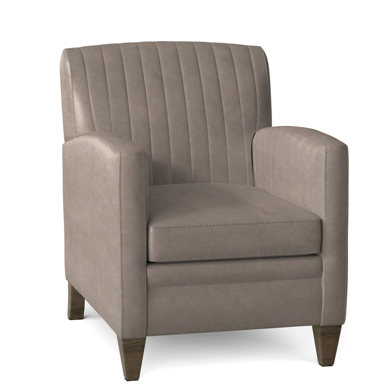 Barnabus Leather Club Chair, Aline Fumo Genuine Leather, Cobblestone