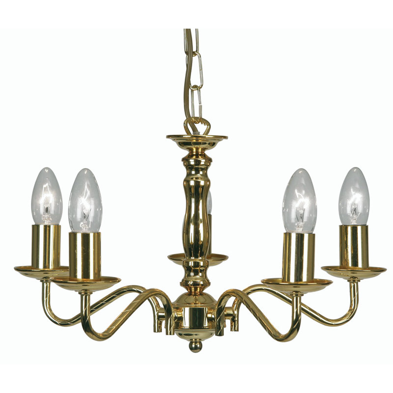 Cleo 5 - Light Candle Style Chandelier, Gold