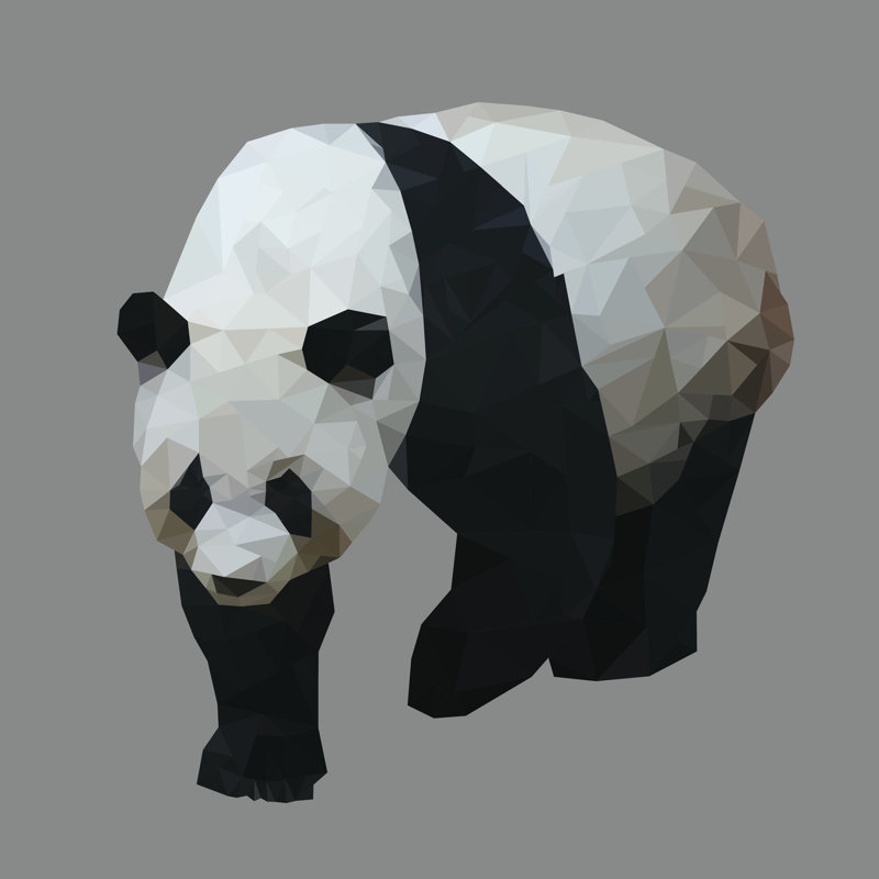 Polygonal Panda by Plalek - Wrapped Canvas Print, 30cm H x 30cm W