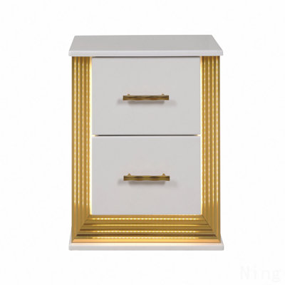 Contemporary Style 2-Drawer Nightstand Made With Wood & Gold Finish