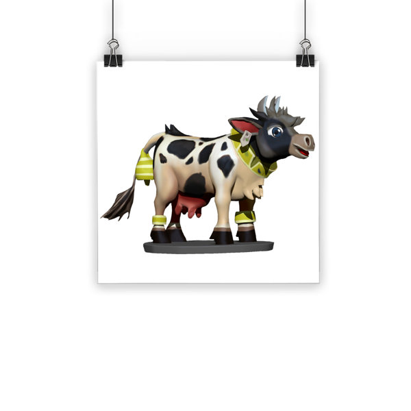 Bless International Black And White Cow - Unframed Drawing Print 