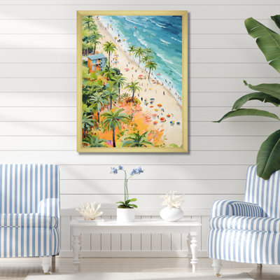 «Pastel Color Coastal Beach Scene Paradise I», art mural plage