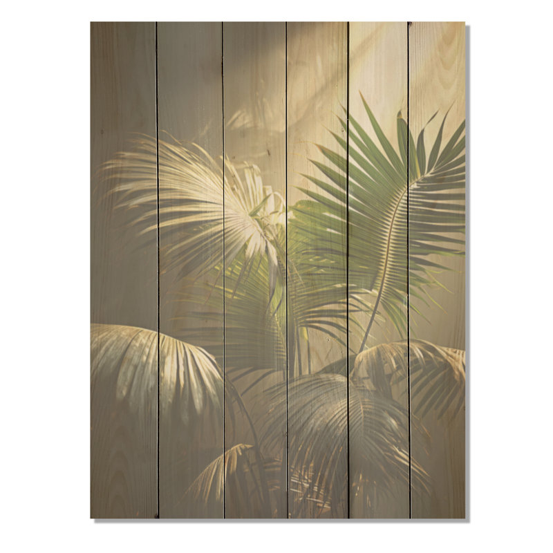 Sépia, sérénité, palmiers I - palmiers et palmiers, art sur bois de pin naturel, H 40 po x l 30 po