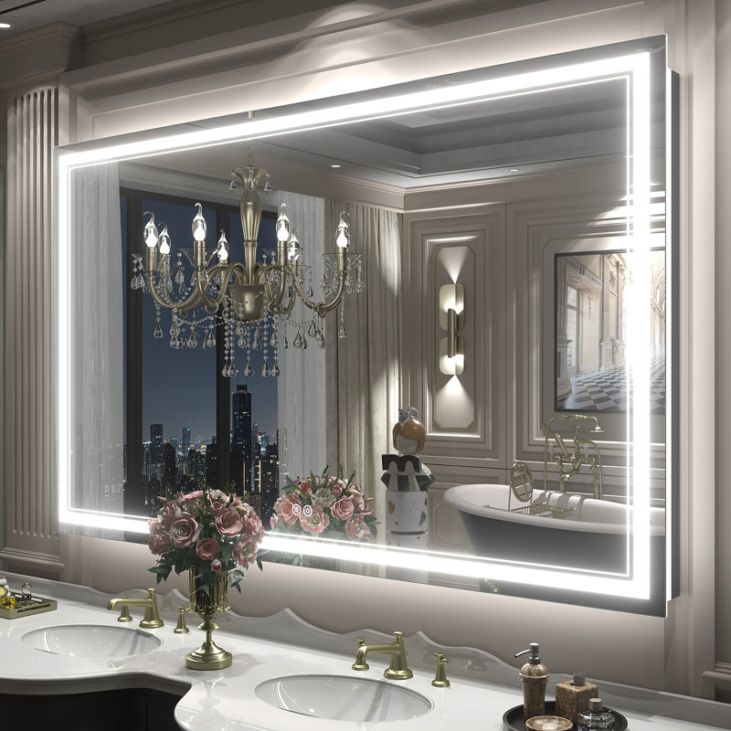  Wayfair Basics® UL Certified Front & Back LED Anti-Fog Tempered Glass Bathroom/Vanity Mirror with 3-Year Warranty, 60" x 36"