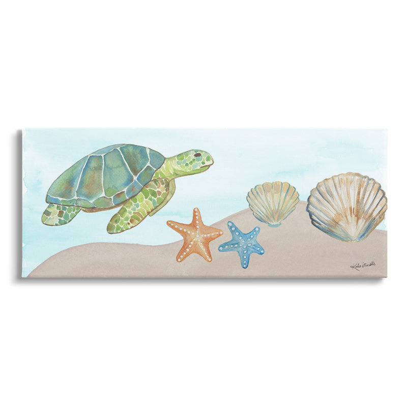 Art mural sur toile, "Sea Turtle", H 10 po x l 24 po x P 1,5 po