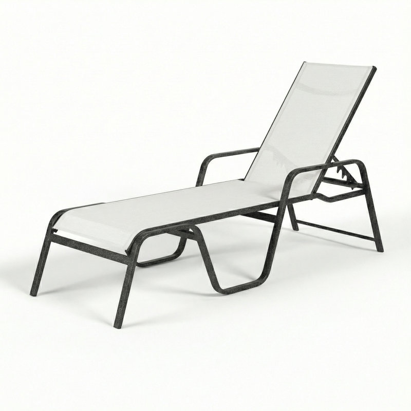Chaise, White Sling/Granite