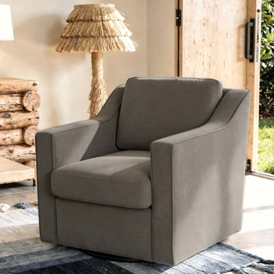 Bronnen Upholstered Swivel Accent Chair with Removable Back and Seat Cushions