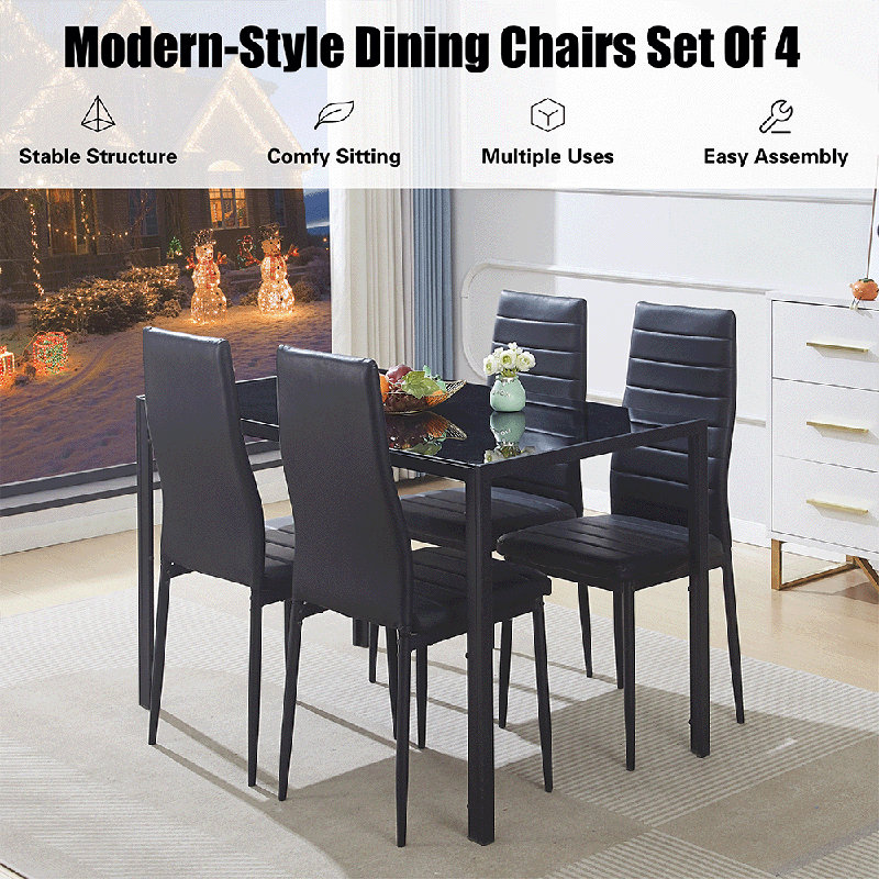 4 - Person Dining Set, Black, Black