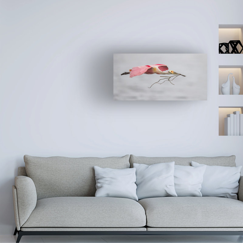 Art sur toile, rose et gris, H 12 po x l 24 po