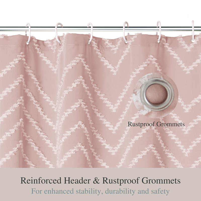 Rideaux de douche à chevrons texturés, boho, lavables à la machine, Rose
