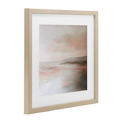 Muted Landscape Abstract Coast Framed Print Under Glass, design by Petal Prints Design