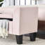 Banc de rangement en velours rose de 55 po avec pieds en bois massif - pour grand décor et siège en mousse