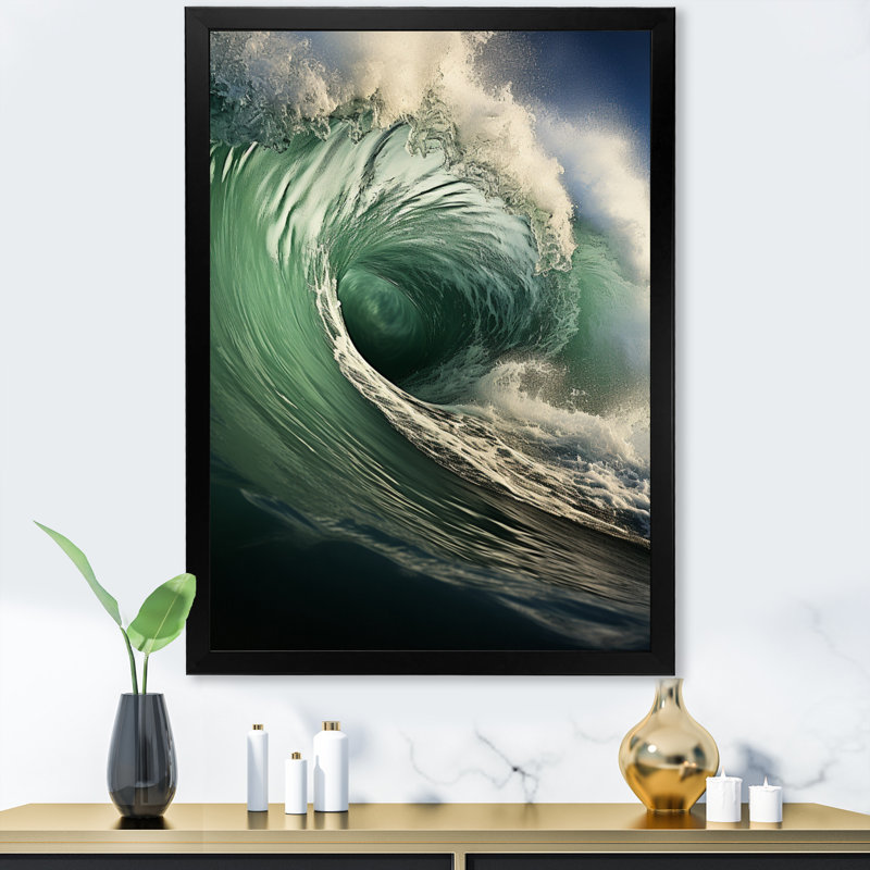 Ulancy Coastal Majestic Waves I, H 32 po x l 16 po x P 1 po, Cadre photo noir